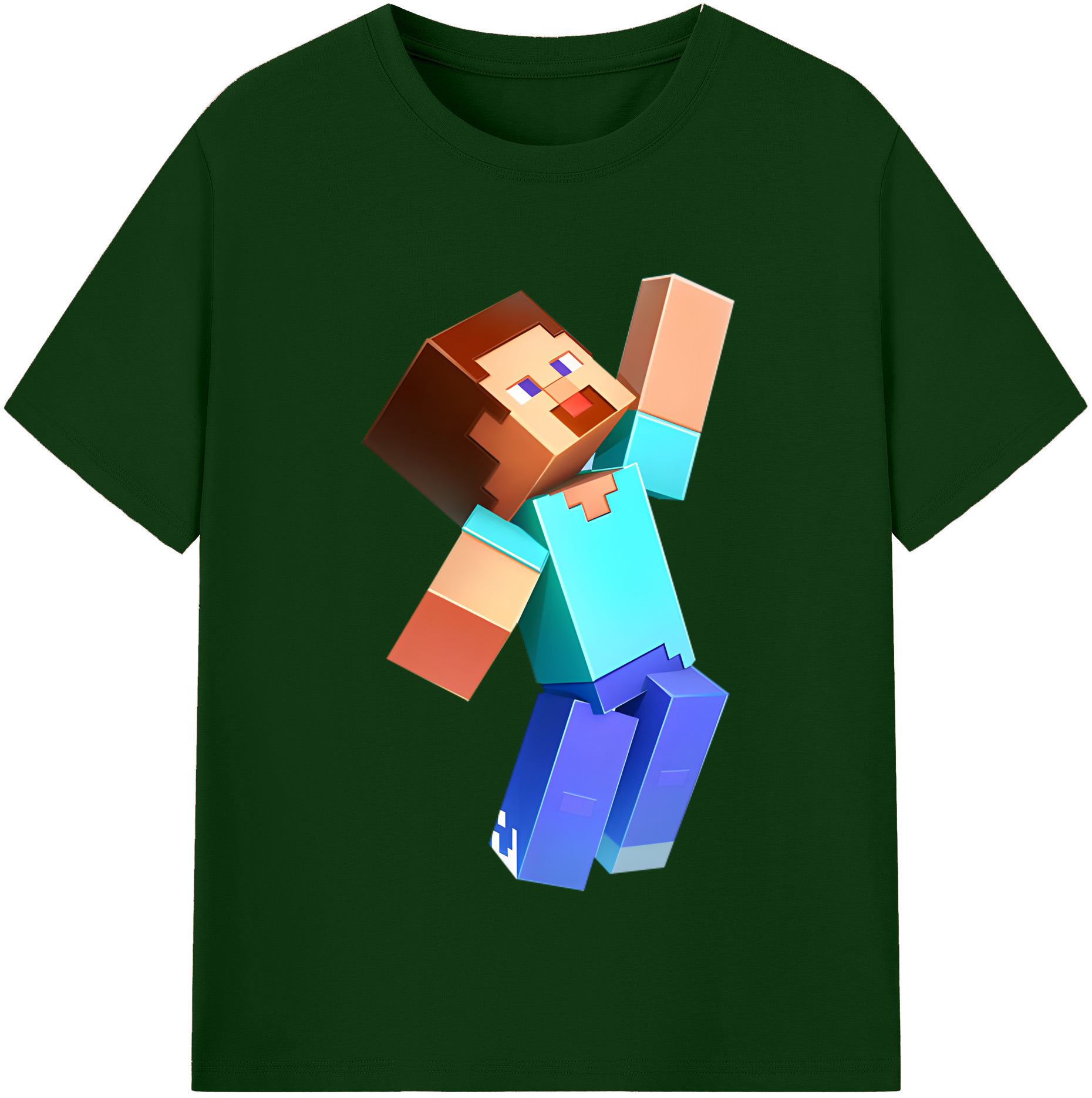 （画像用） マインクラフト ブロックの世界 Minecraft MC Block world 綿100％半袖Tシャツ（フロントプリント）